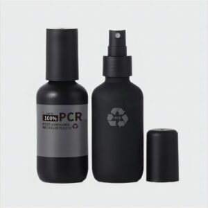 Botella cosmética del casquillo de la bomba del espray del negro del HDPE con la polimerización en cadena (1)